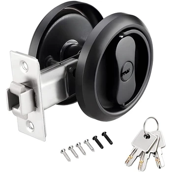 1 комплект Privacy Карманный дверной замок Черный входной карманный дверной аппаратный замок с ключом, с кольцевыми задвижками