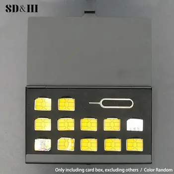 12 слотов-NANO + 1-слот-карта-контакт Алюминиевая портативная SIM-карта Micro Pin SIM-карта Nano Memory Card Коробка для хранения чехла Протектор Держатель 1 шт