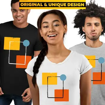 Shapes Минималистичная красочная футболка с художественным принтом Абстрактный дизайн с коротким рукавом Забавные длинные рукава