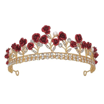 Блестящий реквизит для вечеринки короны с цветосохраняющими украшениями из сплава горных хрустальных камней для невесты Подружка невесты Принцесса