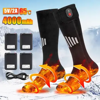  Зимний носок с подогревом Аккумуляторная батарея Чулок Мужчины Женщины Электрический подогрев Лыжные носки Спортивные термальные с более теплой ногой