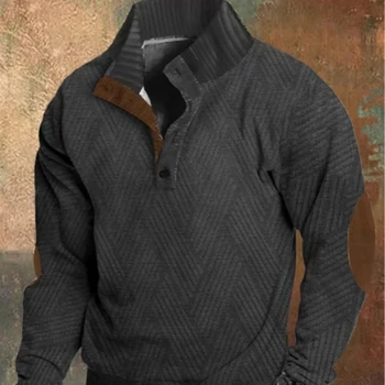 пуловер мужская толстовка однотонный воротник-стойка молния свободный американский длинные рукава