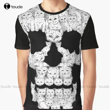 Черепа для кисок Графическая футболка Custom Aldult Teen Унисекс Цифровая печать Футболки Пользовательский подарок Xxs-5Xl Уличная одежда